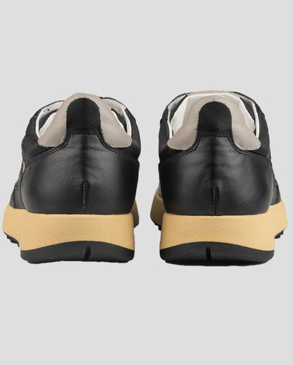 Kiton Black Leather Pl Sneakers