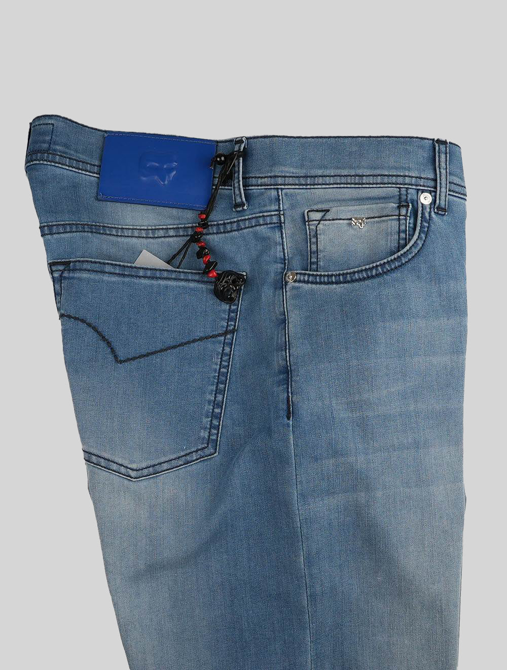 מכנסי ג 'ינס כותנה בצבע כחול בהיר