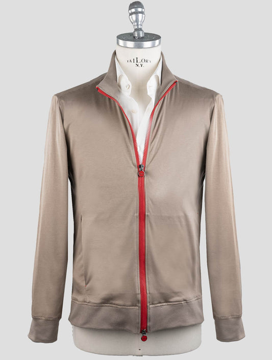 Manteau en coton brun clair Kiton RED_STITCH