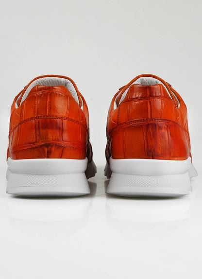 Kiton Orange Læder Krokodille Sneakers