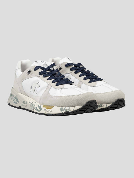 Premiata Beige White Pa Leather Suede Pu Sneakers