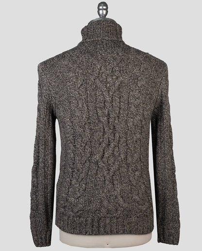 Isaia Pull en cachemire marron col roulé