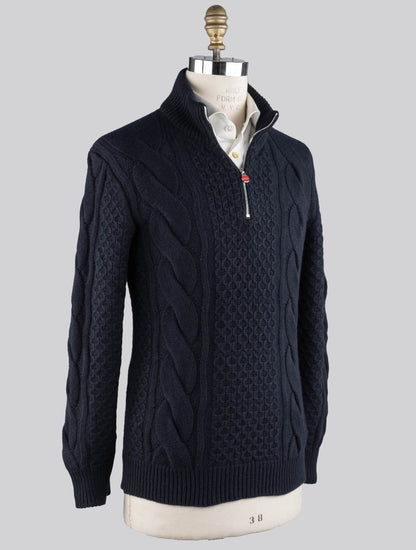 Kiton Blue Cashmere Sweater Half Zip