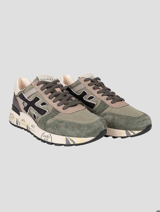 Premiata Green Brown Pa Leather Suede Pu Sneakers