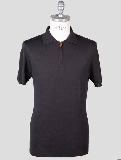 Kiton Black Cotton Polo