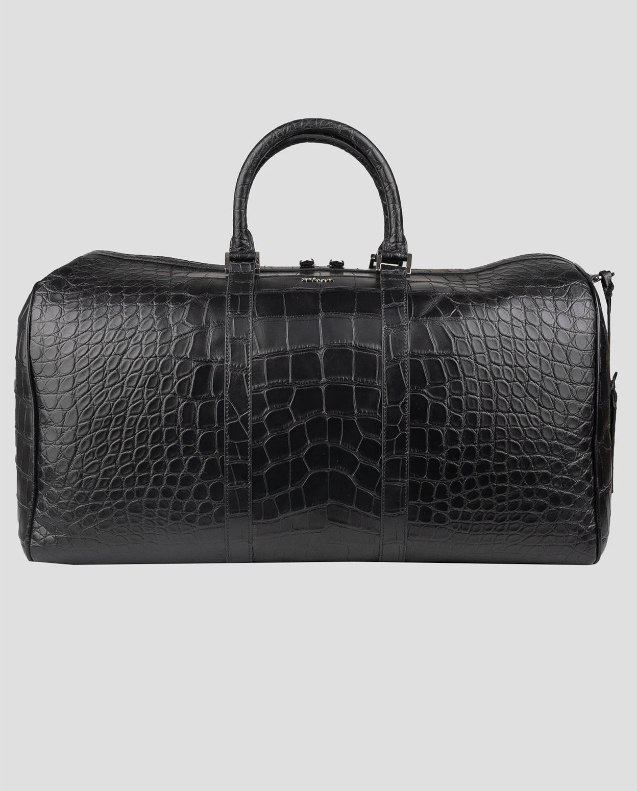 Kiton Black Leather Crocodile Travel Bag