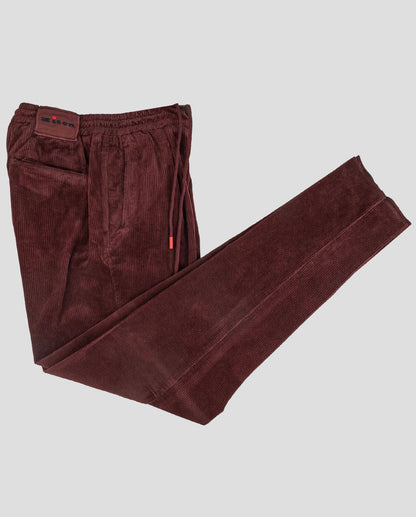 Kiton Burgundy Cotton Cashmere Ea Velvet Pants