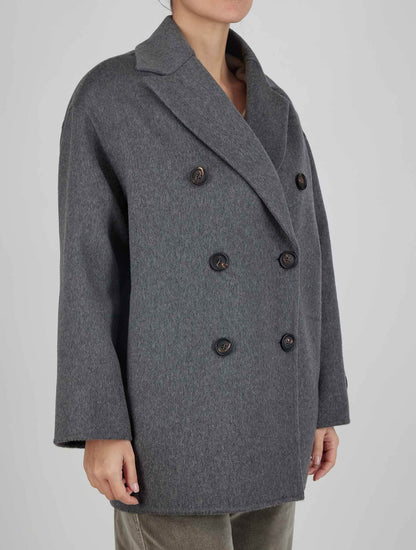 Brunello Cucinelli Gray Cashmere Coat Woman