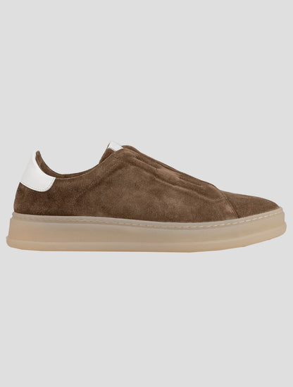 Kiton Beige Leather Suede Sneakers