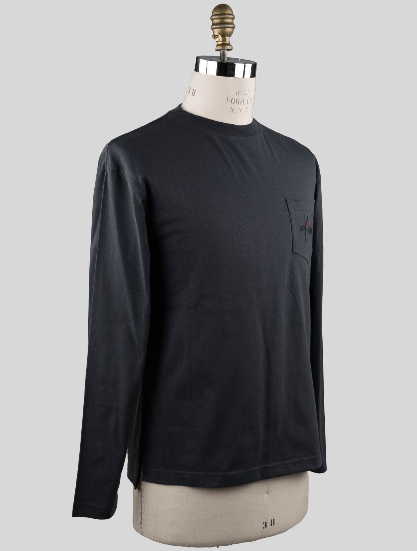 Kiton pelēks kokvilnas t-krekls ar garām piedurknēm