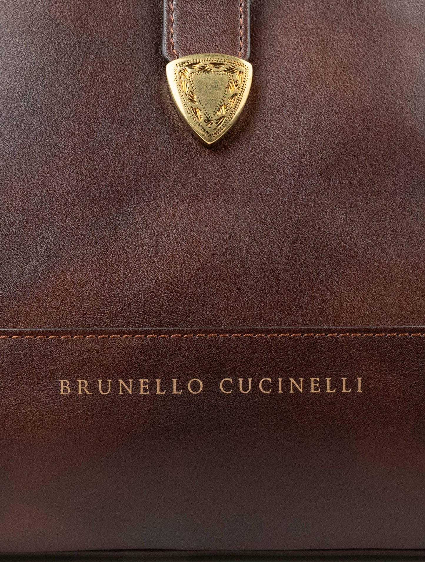 Brunello Cucinelli Brown Leather Travel Bag