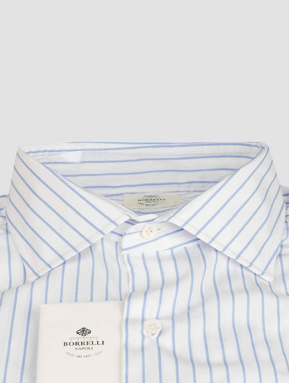Luigi borrelli zilā balta kokvilnas krekls
