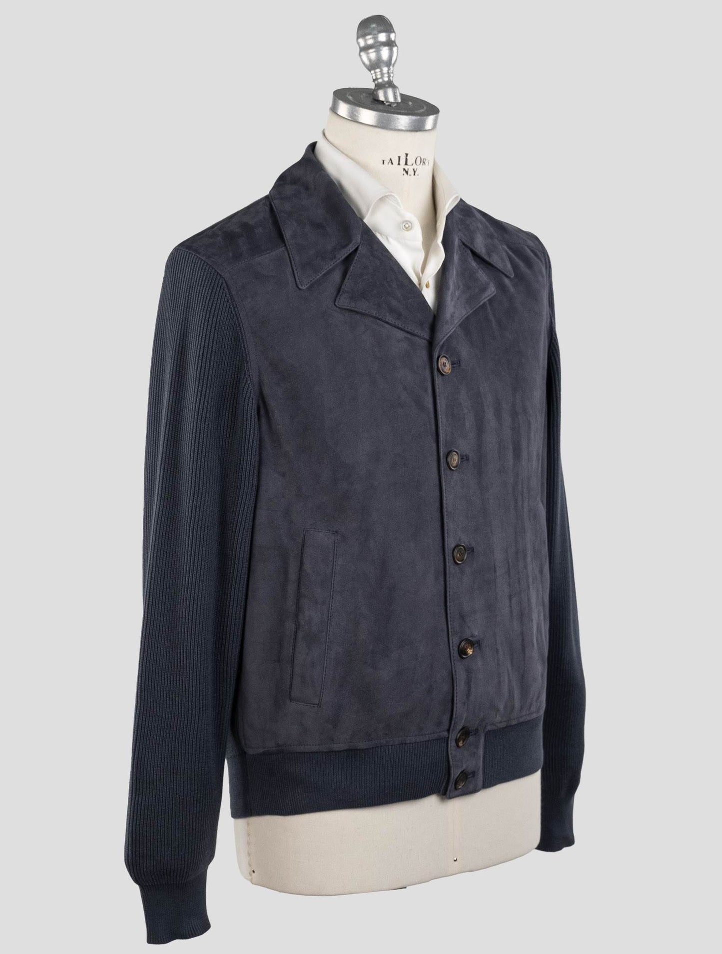 Brunello Cucinelli Baumwoll mantel aus blauem Leder