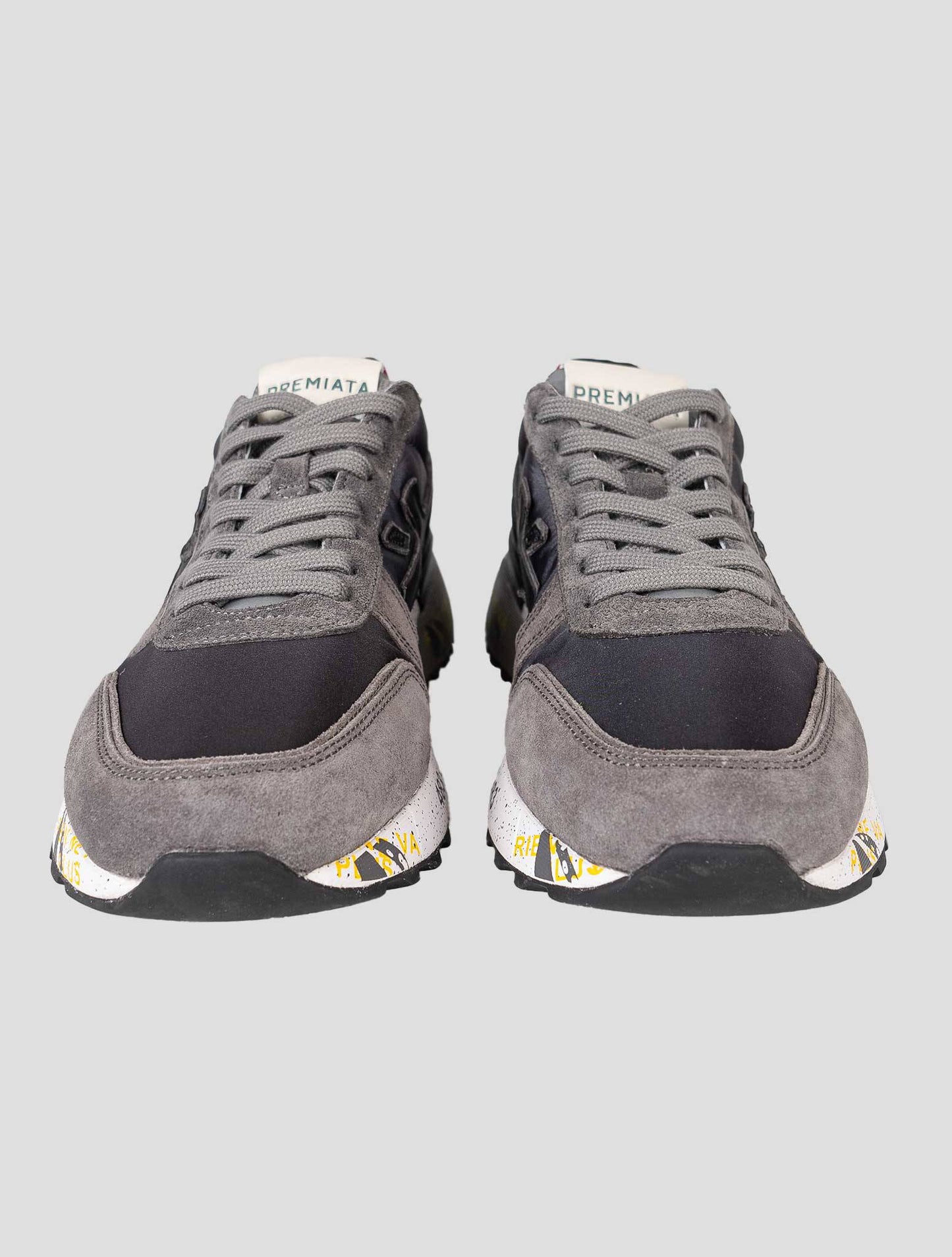 Premiata Gray Blue Leather Suede Pa Sneakers