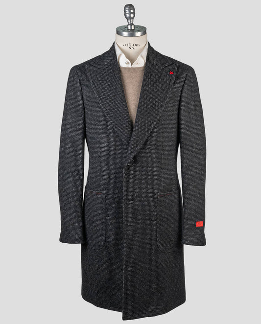 Isaia black cashmere overcoat