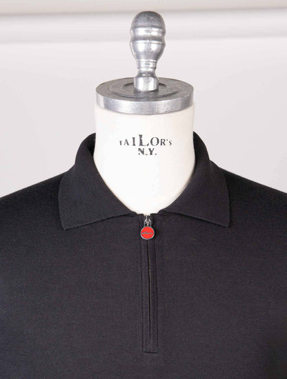 Kiton Black Cotton Polo