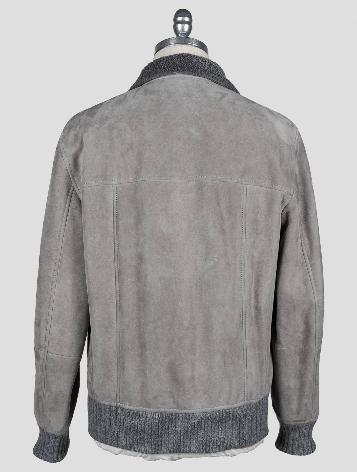 Brunello Cucinelli Gray Leather Suede Sheepskin Coat