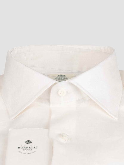 Camisa blanca de lino de algodón Luigi Borrelli