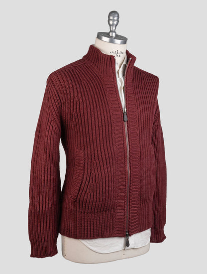 Isaia Burgundy Wool Sweater Bomber