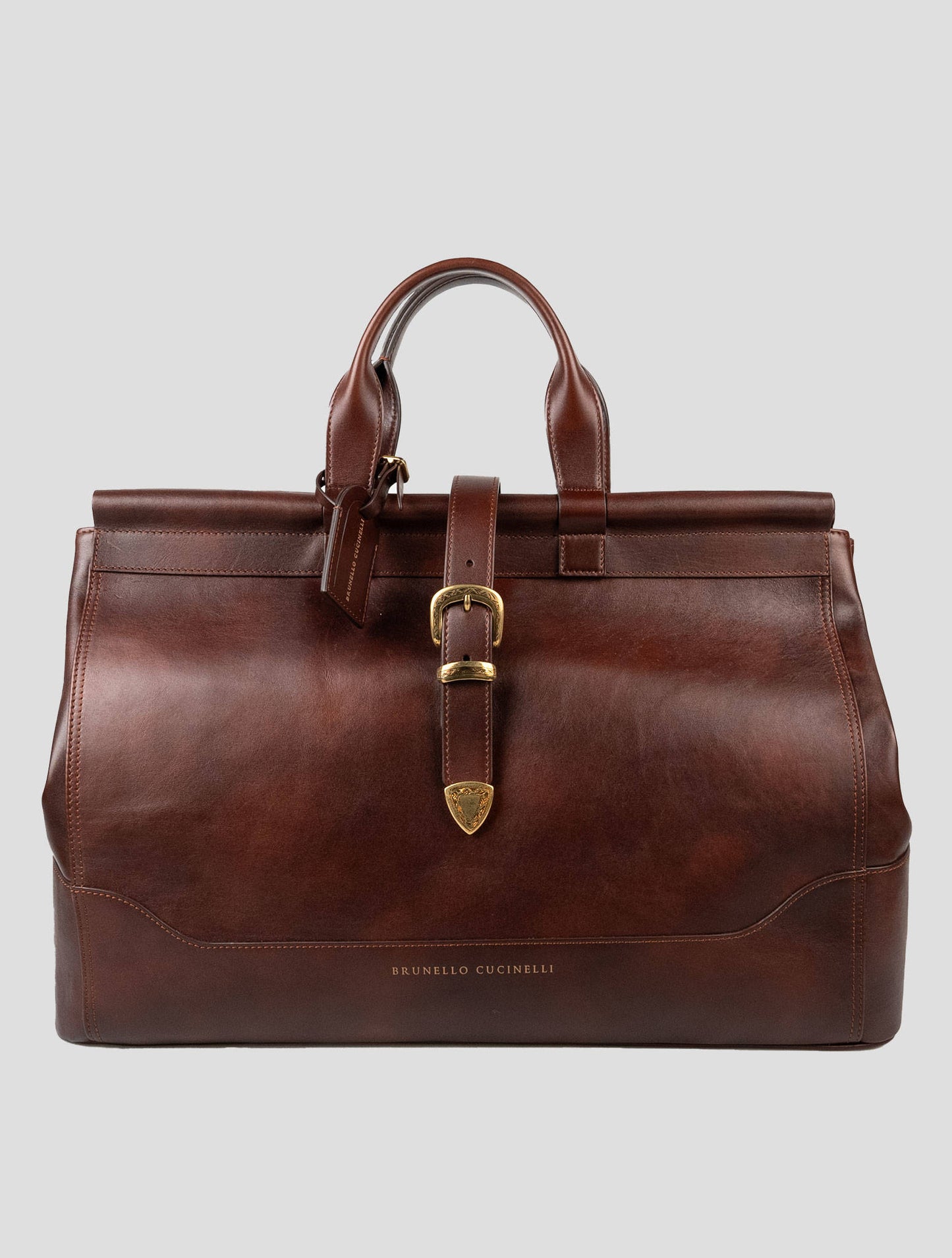 Brunello Cucinelli Brown Leather Travel Bag