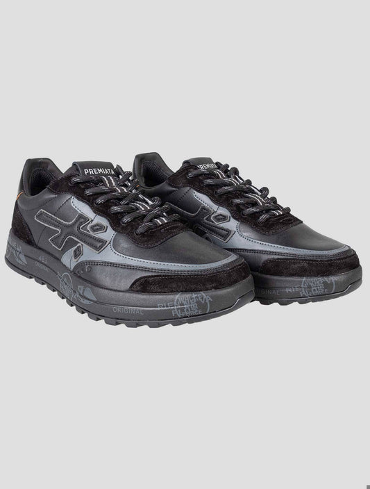 Premiata Black Leather Pu Pa Nylon Sneakers