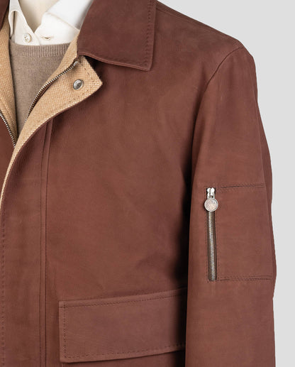 Kiton leather vicuna peru cashmere coat