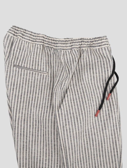 Kiton Gray White Linen Ea Pl Short Pants