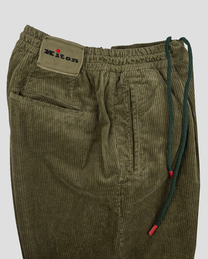 Pantalones de terciopelo Ea de cachemir de algodón verde Kiton