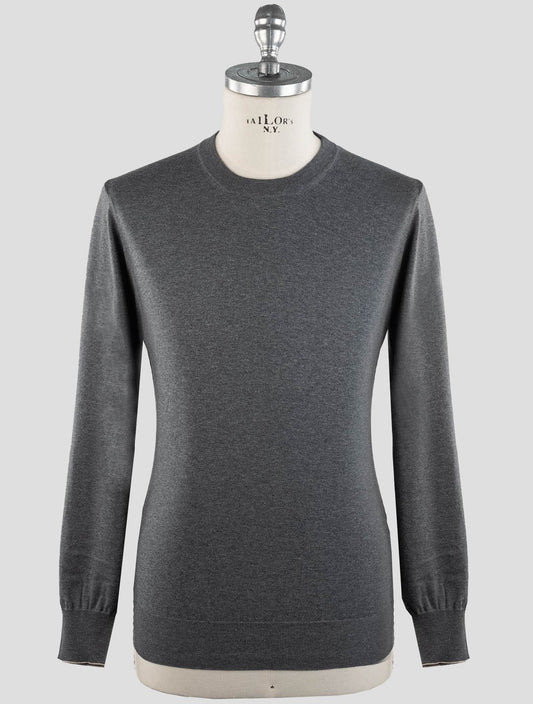 Sivi pamučni pulover s okruglim izrezom Brunello Cucinelli