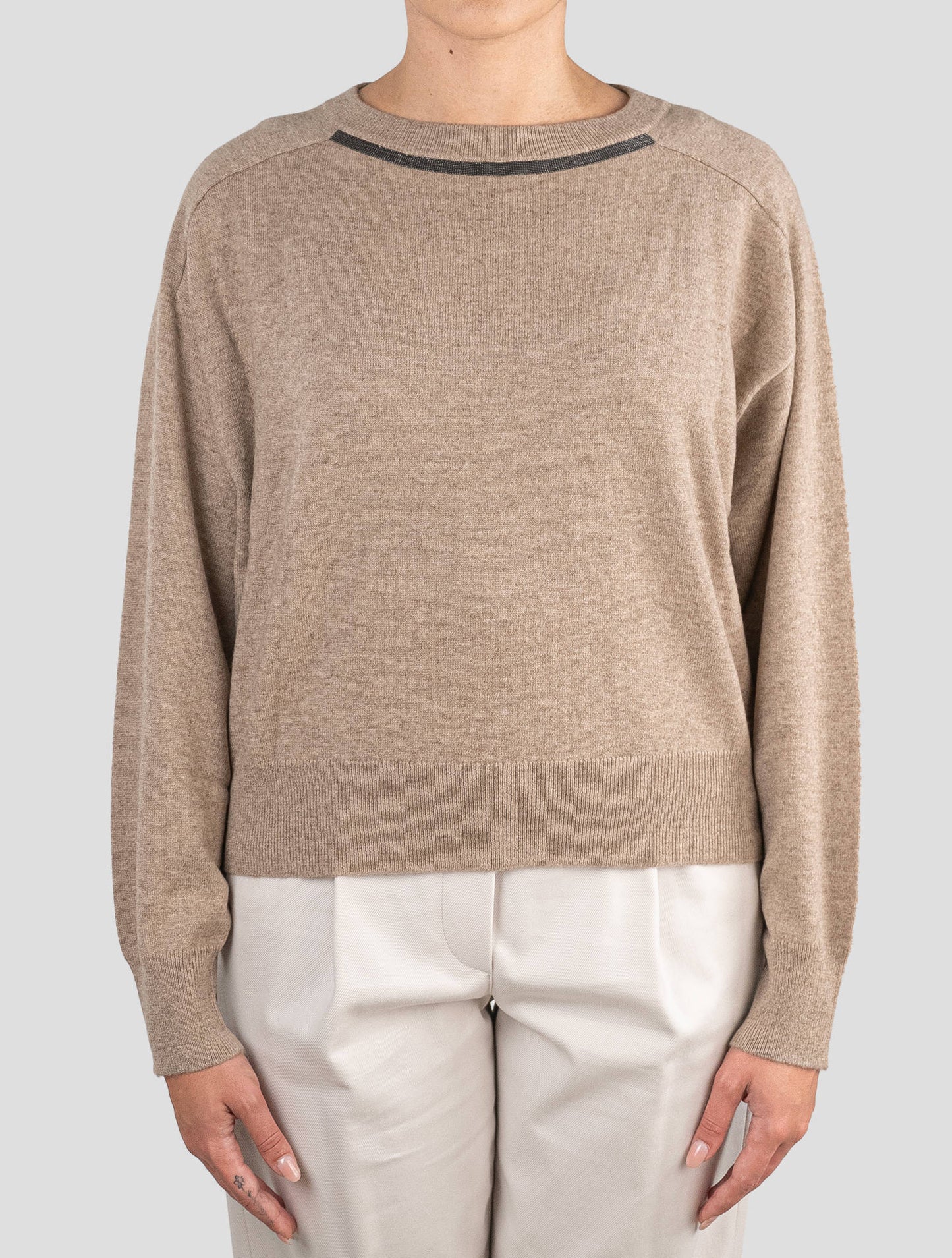 Brunello Cucinelli Beige Cashmere Sweater Crewneck