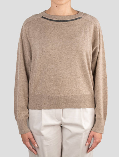 Brunello Cucinelli Beige Cashmere Sweater Crewneck