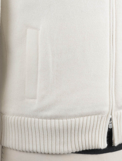 Gran Sasso White Cashmere Faux Fur Pl Sweater Coat