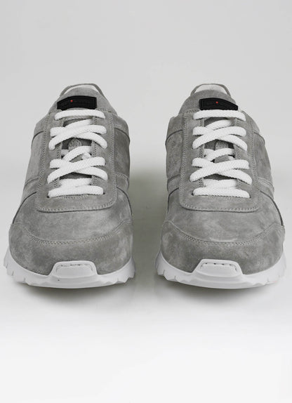Kiton灰色皮革麂皮运动鞋