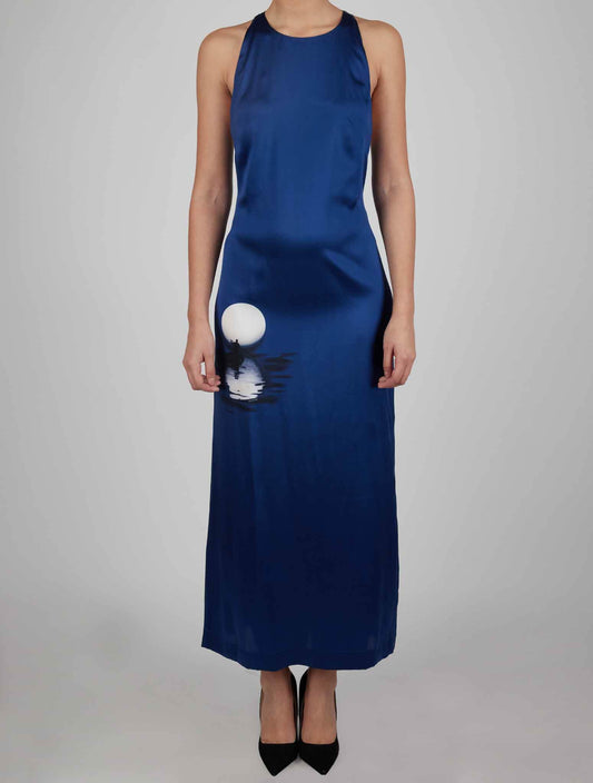 Plava svilena haljina Kiton