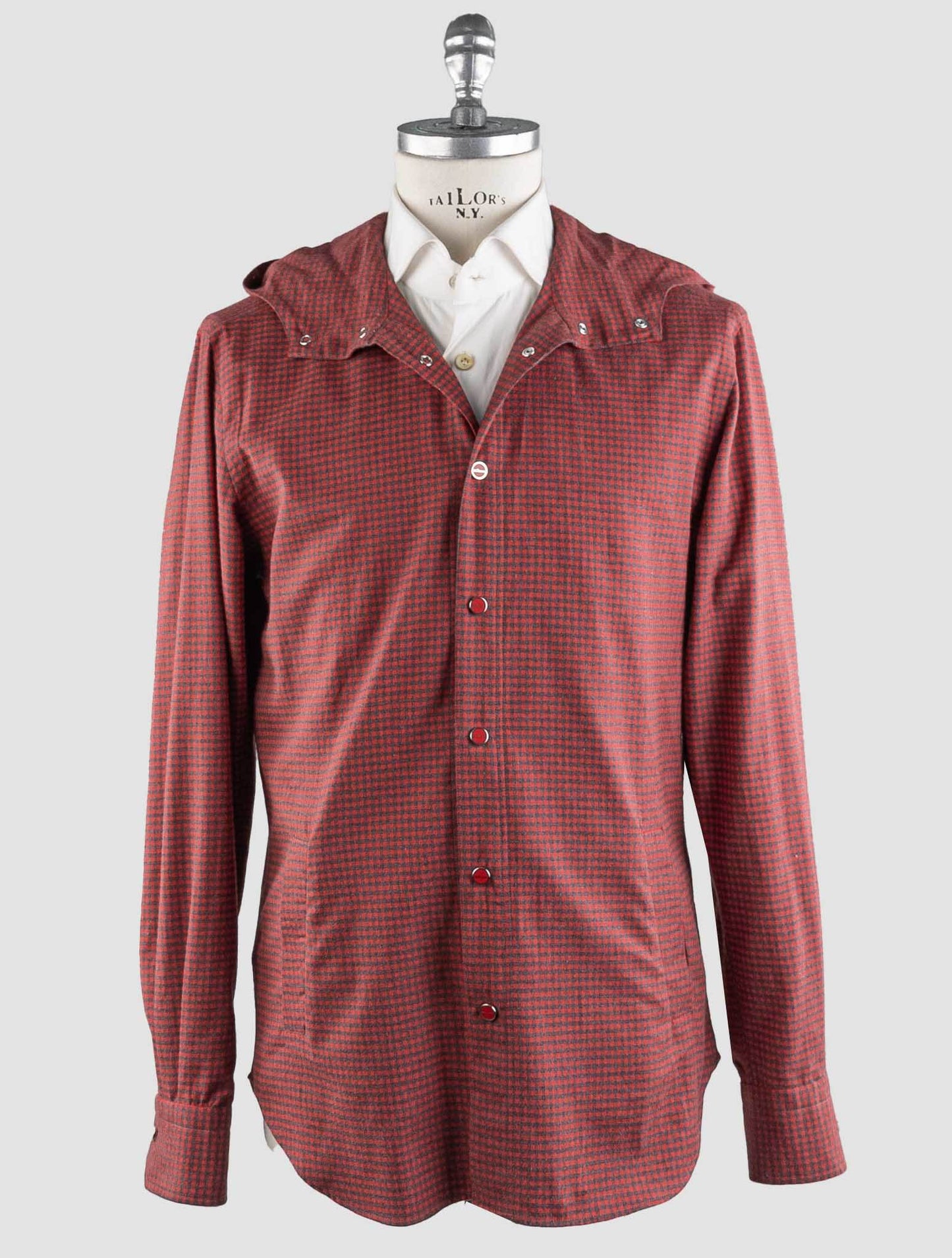 Kiton rød grå bomulds skjorte Mariano
