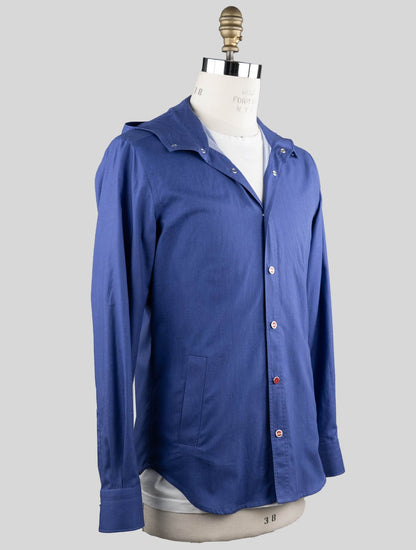 Kiton Blue Cotton Overshirt Mariano