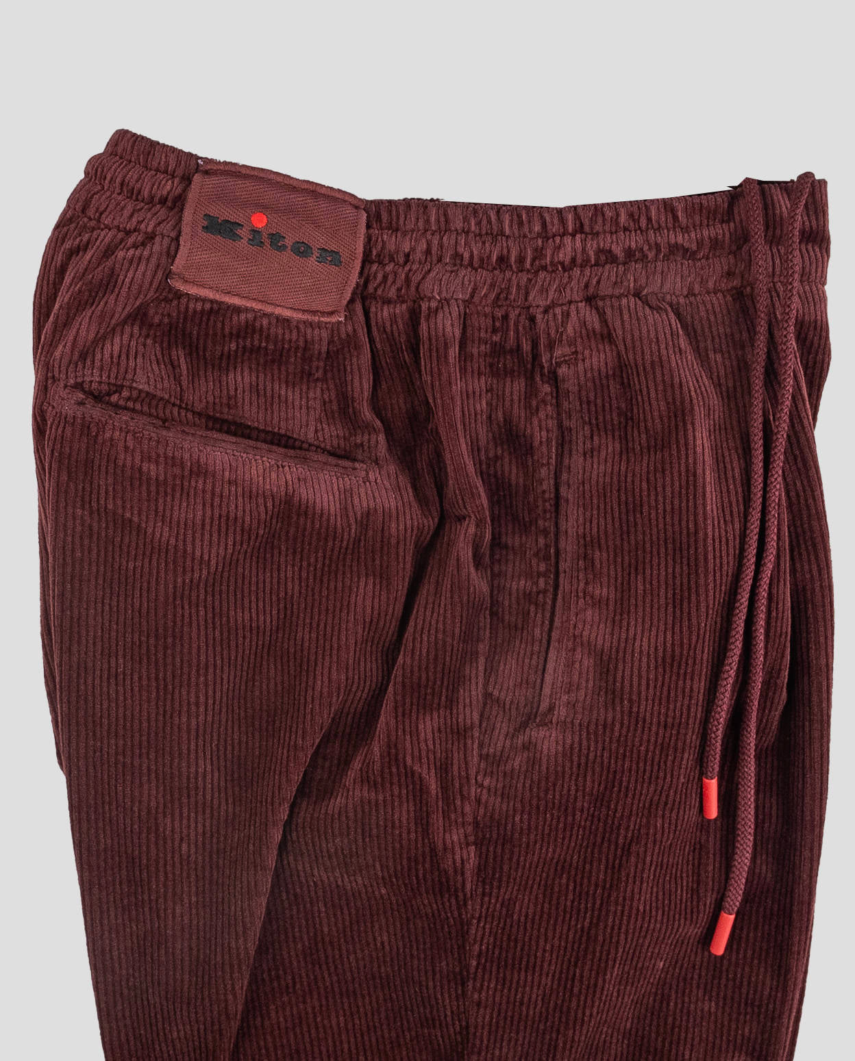 Kiton Burgundy Cotton Cashmere Ea Velvet Pants