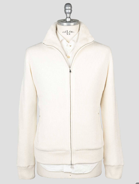 Gran Sasso White Cashmere Faux Fur Pl Coat