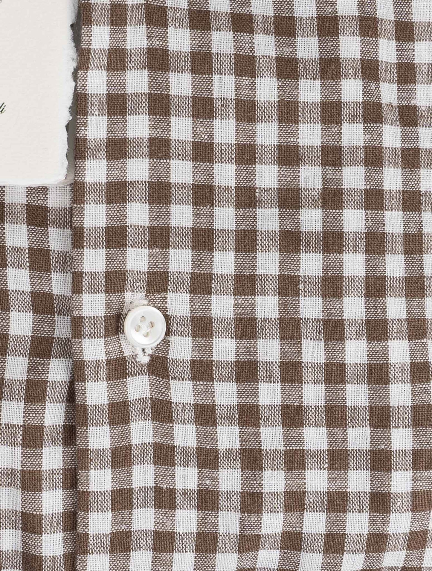 Luigi Borrelli Camisa de algodón de lino blanco marrón