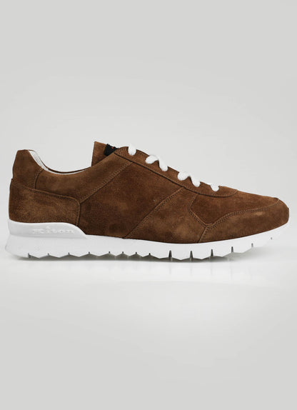 Kiton Brown Leather Suede Sneakers