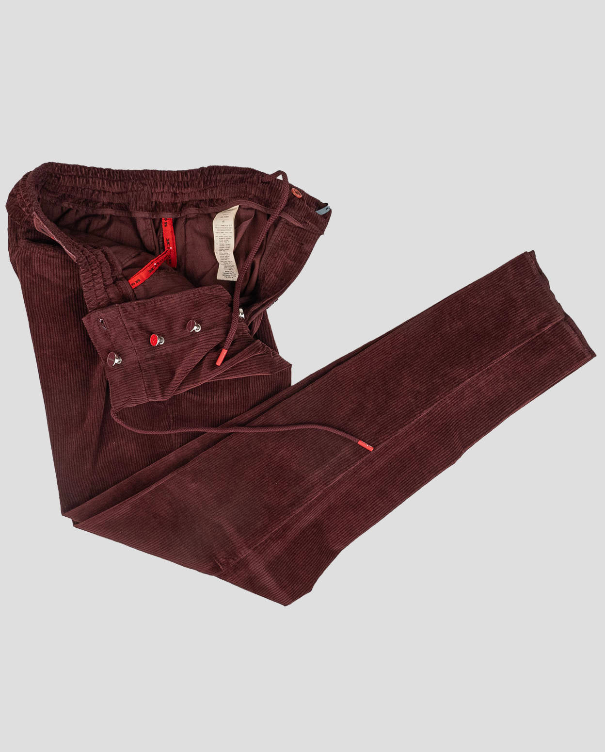 Kiton Burgundy Cotton Cashmere Ea Velvet Pants