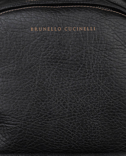 Sac à dos en cuir noir Brunello Cucinelli