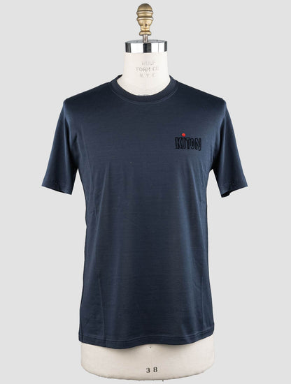 Kiton Blaues Marineblaues T-Shirt aus Baumwolle