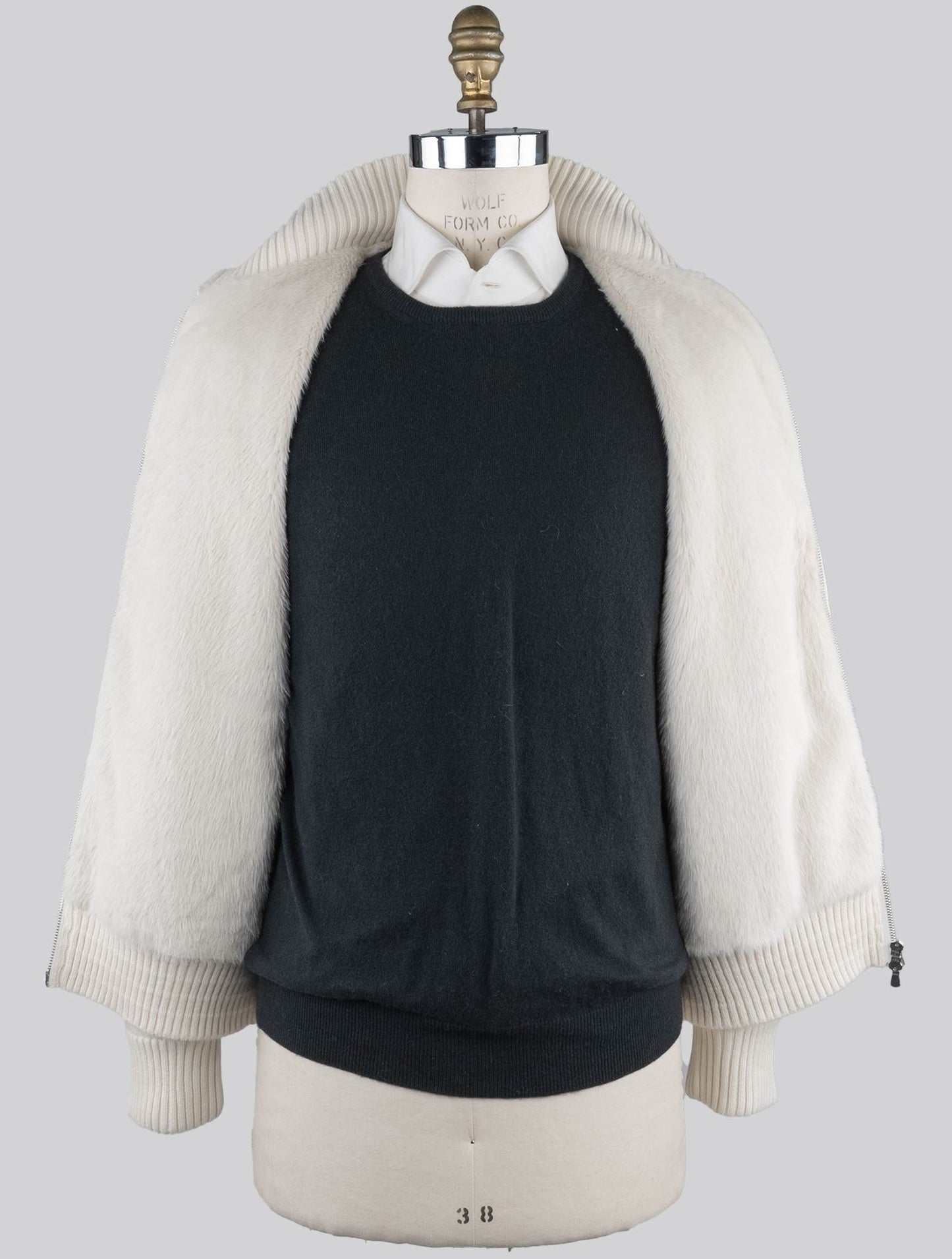 Gran Sasso White Cashmere Faux Fur Pl Sweater Coat