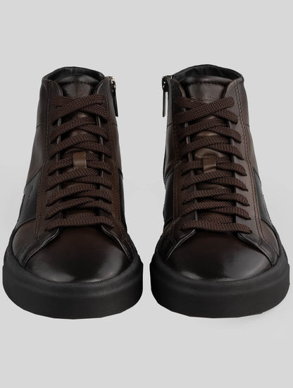 Santoni Brown Leather Sneakers