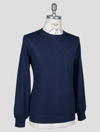 Brunello Cucinelli Blue Virgin Wool Cashmere Sweater Crewneck