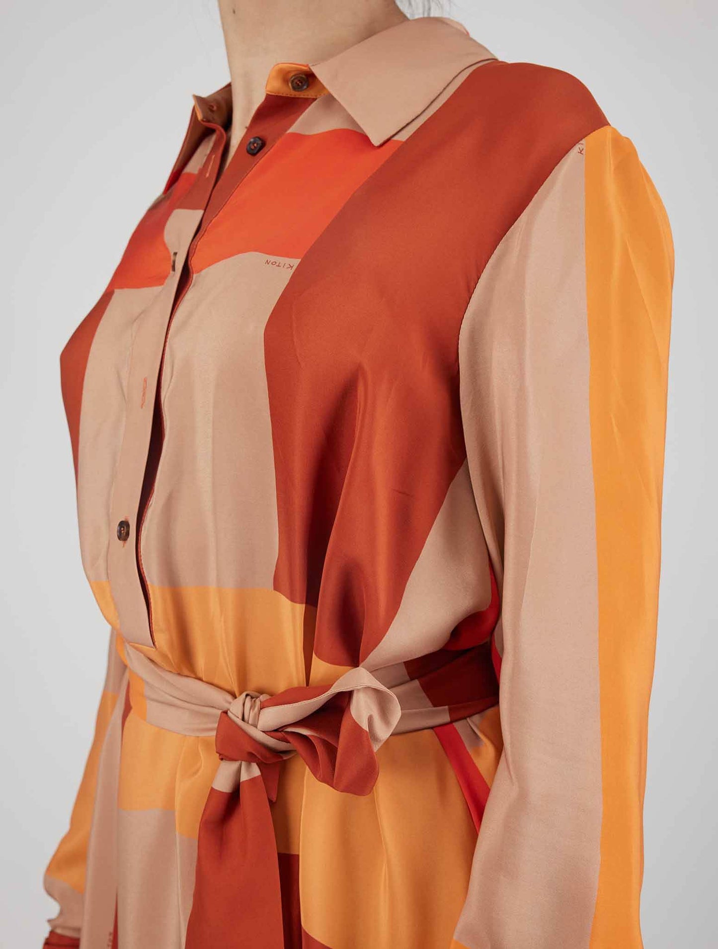 فستان حرير متعدد الألوان من Kiton