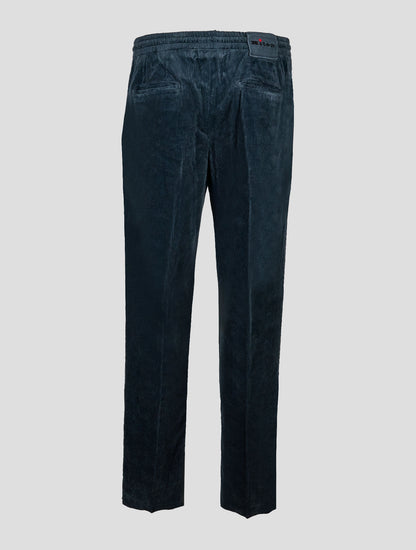 Kiton Petrol Green Cotton Cashmere Ea Velvet Pants