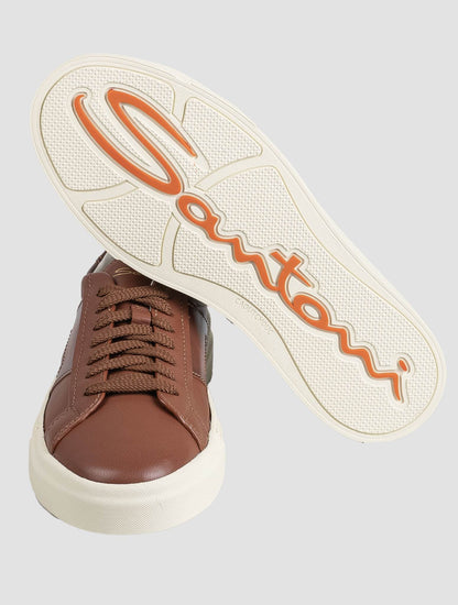 Santoni Brown Läder Sneakers