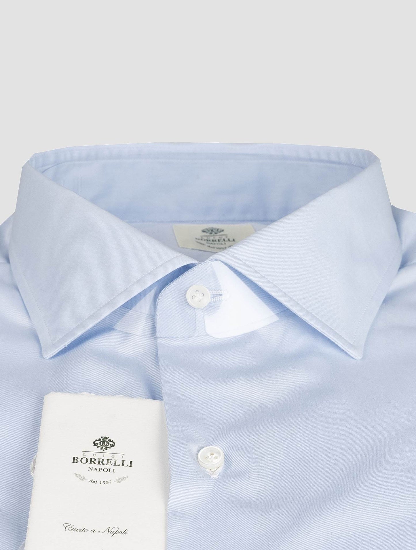 Luigi Borrelli Camisa de algodão azul claro